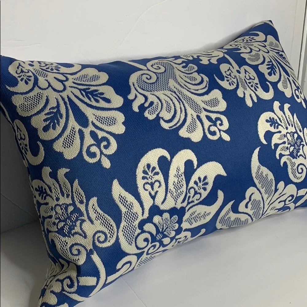 24x16 Blue‎ Cream Floral Pillow